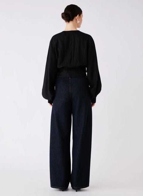 ESMAEE Hilton Tie Side Blouse Black
