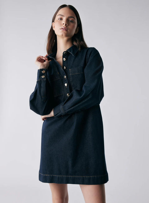 ESMAEE Central Denim Dress Dark Blue Denim