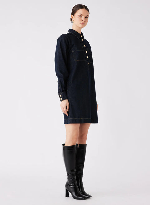 ESMAEE Central Denim Dress Dark Blue Denim