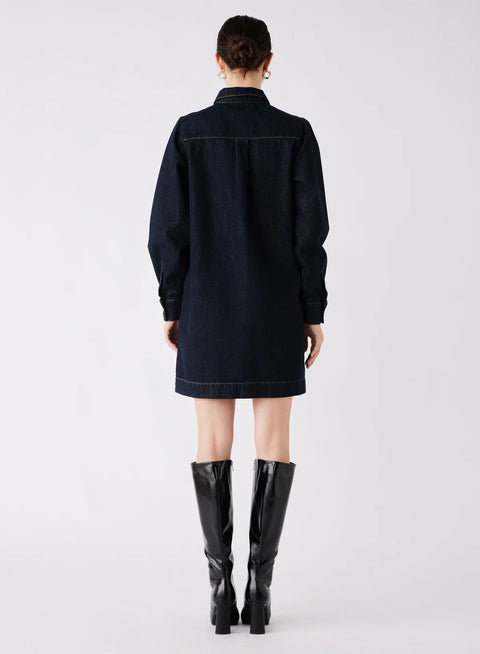 ESMAEE Central Denim Dress Dark Blue Denim
