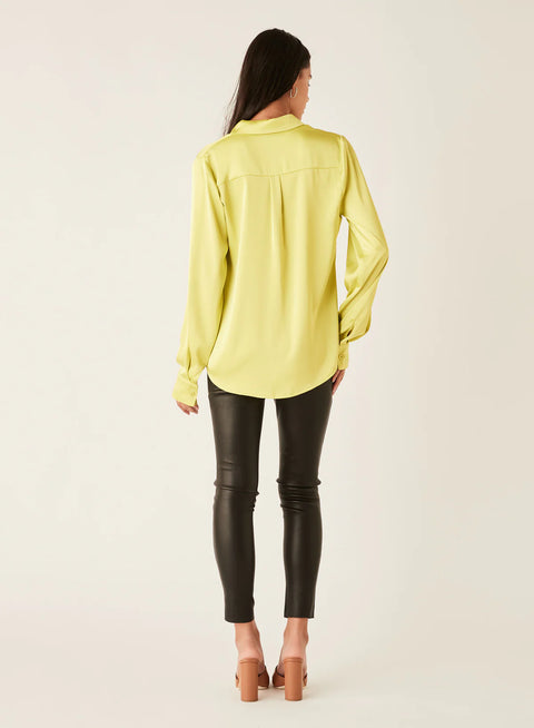ESMAEE Alice Satin Shirt Chartreuse