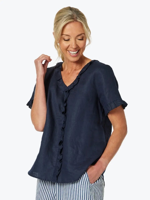 GORDON SMITH Tiffany Shirt Short Sleeve Navy
