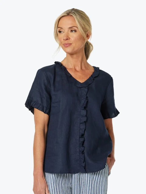 GORDON SMITH Tiffany Shirt Short Sleeve Navy
