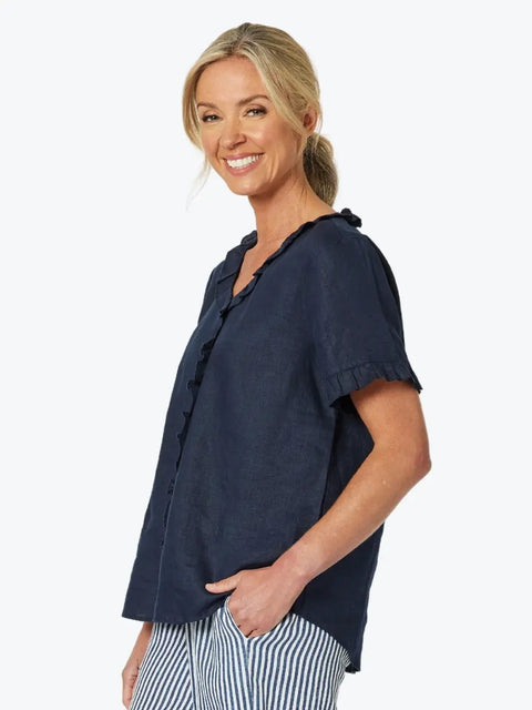 GORDON SMITH Tiffany Shirt Short Sleeve Navy