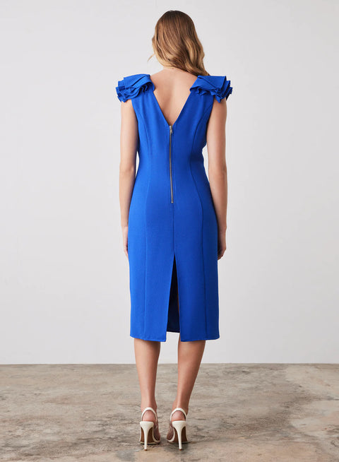 ESMAEE Corlette Ruffle Dress Cobalt