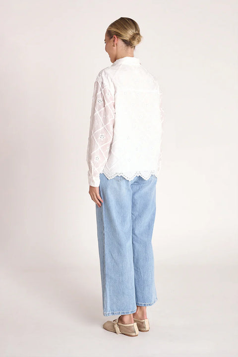 FEATHER AND NOISE Sienna Long Sleeve Top White