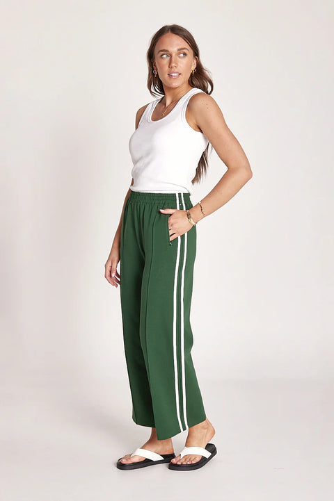 FEATHER AND NOISE Noah Cropped Pant Green Stripe