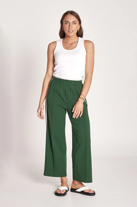 FEATHER AND NOISE Noah Cropped Pant Green Stripe