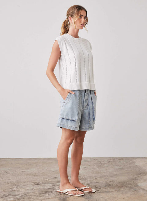 ESMAEE Pioneer Knit Tank White