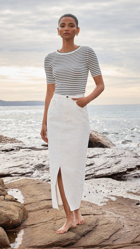 STAPLE THE LABEL Quincy Denim Midi Skirt