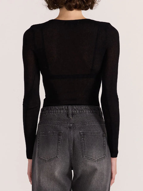 STAPLE THE LABEL Asta Sheer Knit Top Black