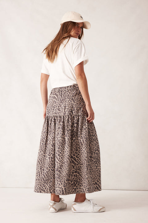 CERES LIFE Drop Waist Denim Midi Skirt