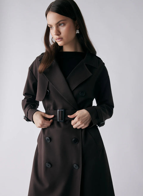 ESMAEE Avenue Trench Coat Chocolate