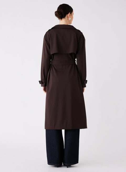 ESMAEE Avenue Trench Coat Chocolate