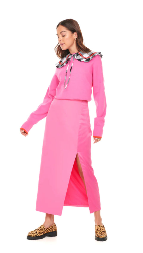 NEVERFULLY DRESSED Pink Maxi Split Skirt NEVER FULLY DRESSED Klou Boutique