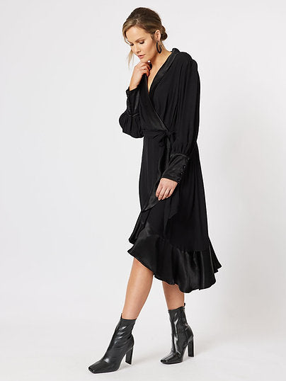 HAMMOCK AND VINE Tuxedo Satin Wrap Dress Hammock and Vine Klou Boutique