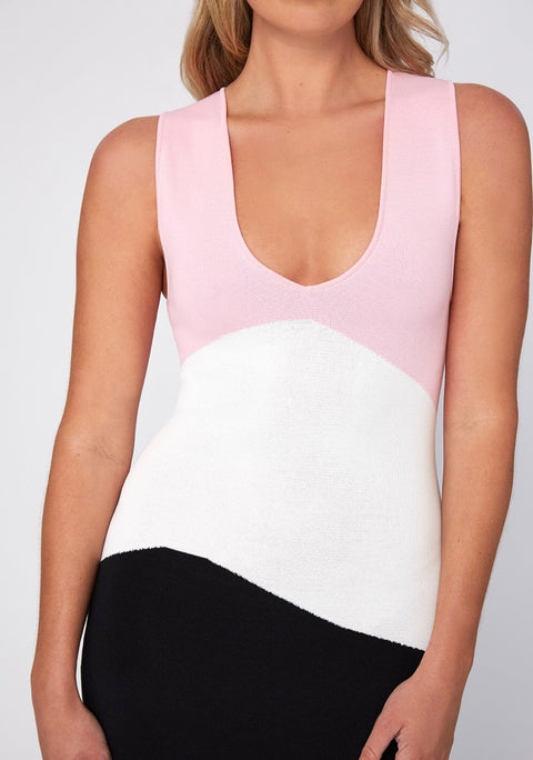 By Johnny Tess Tri Colour MIDI Dress - pink/white/black BY JOHNNY Klou Boutique