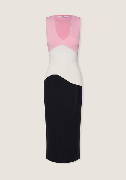 By Johnny Tess Tri Colour MIDI Dress - pink/white/black BY JOHNNY Klou Boutique