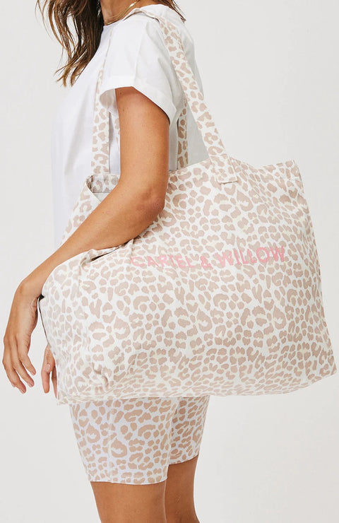 CARTEL AND WILLOW Olivia Tote Bag Nude Leopard  CARTEL AND WILLOW  Klou Boutique