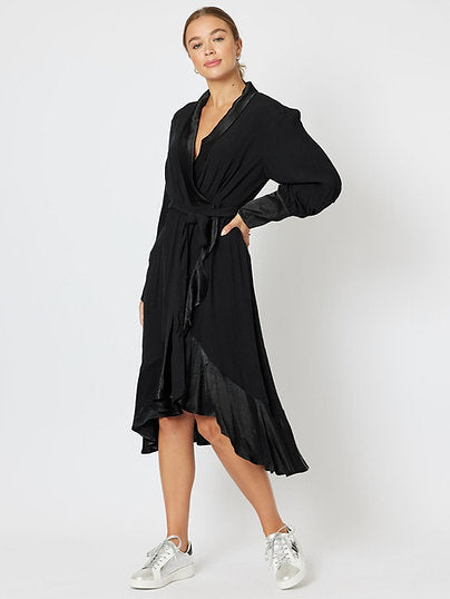 HAMMOCK AND VINE Tuxedo Satin Wrap Dress Hammock and Vine Klou Boutique