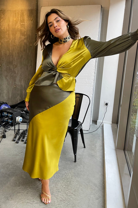 Lime and Khaki Wrap Top NEVER FULLY DRESSED Klou Boutique