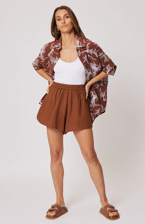 CARTEL AND WILLOW Georgie Shirt Cocoa Leaf