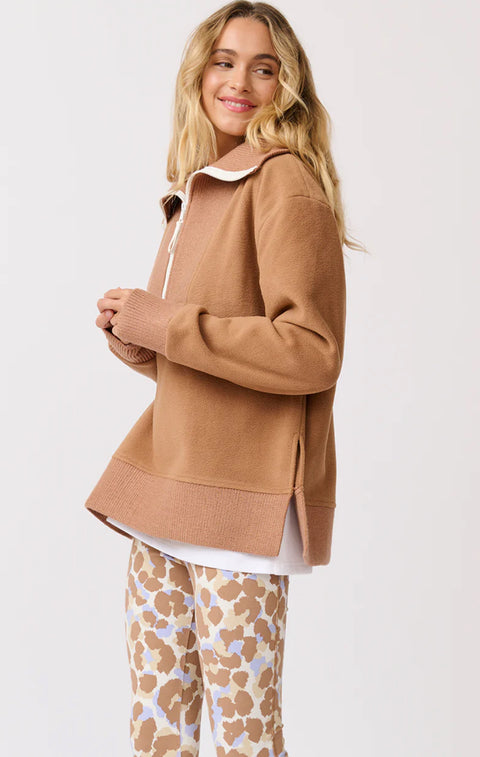 CARTEL AND WILLOW Nova Half Zip Sweater Toffee