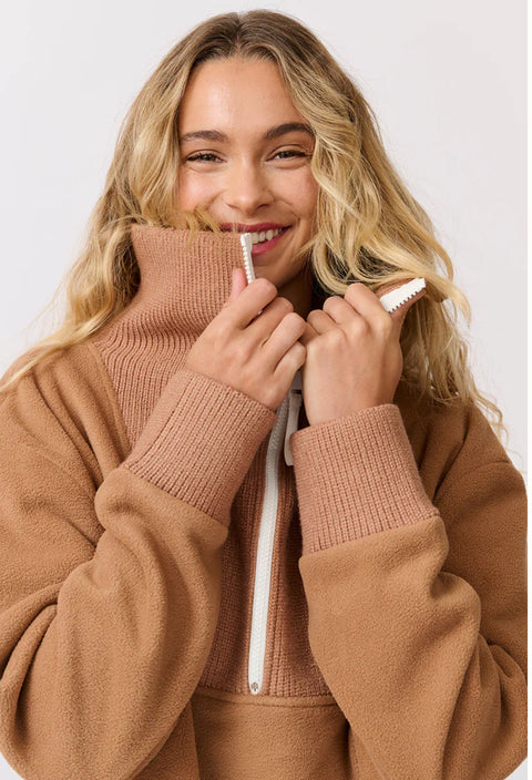 CARTEL AND WILLOW Nova Half Zip Sweater Toffee