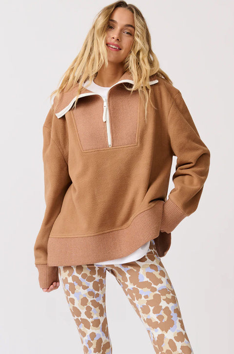 CARTEL AND WILLOW Nova Half Zip Sweater Toffee