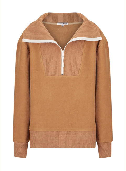 CARTEL AND WILLOW Nova Half Zip Sweater Toffee