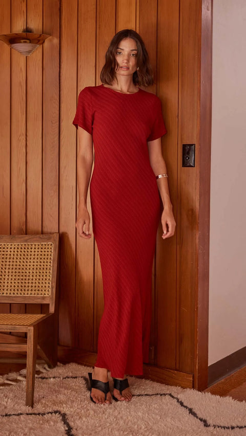 STAPLE THE LABEL Gillian Bias Maxi Dress Red