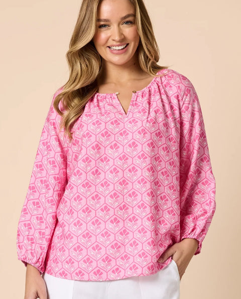 GORDON SMITH Floral Art Top Pink