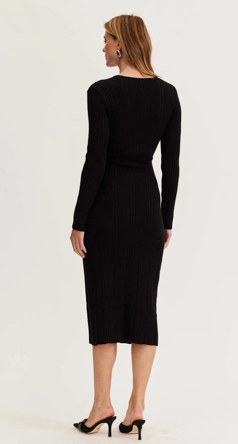 STAPLE THE LABEL Maxine Wrap Front Knit Dress Black