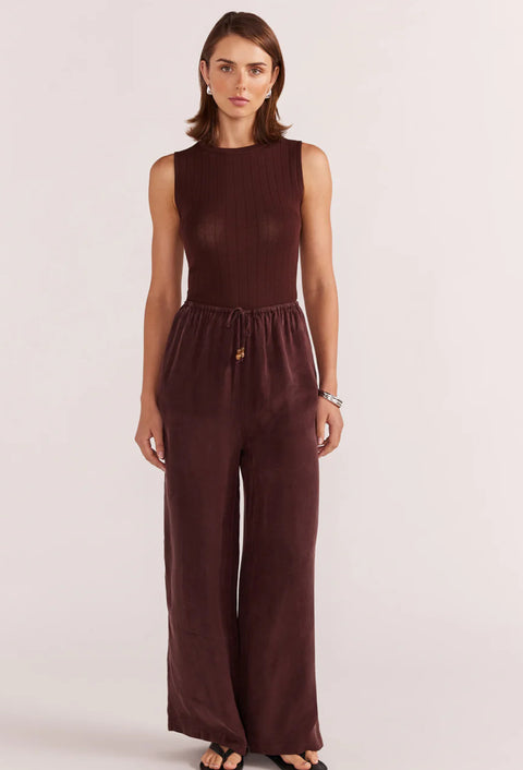 STAPLE THE LABEL Lani Cupro Drawstring Pants Espresso