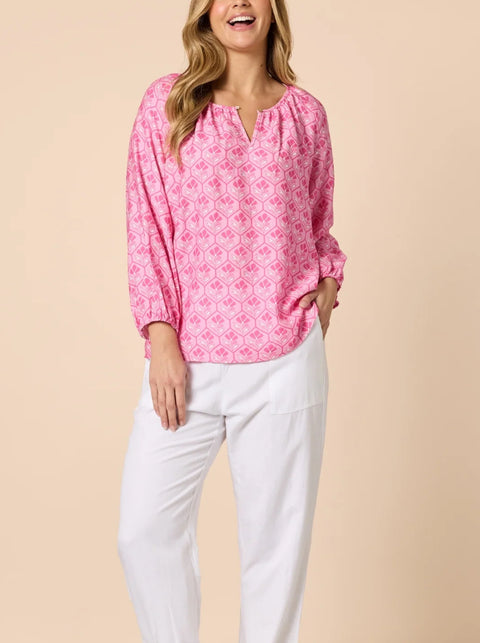 GORDON SMITH Floral Art Top Pink
