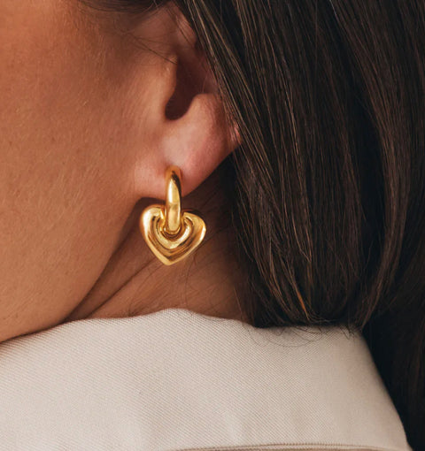 GIMME Lisa Puffy Heart Earrings Gold