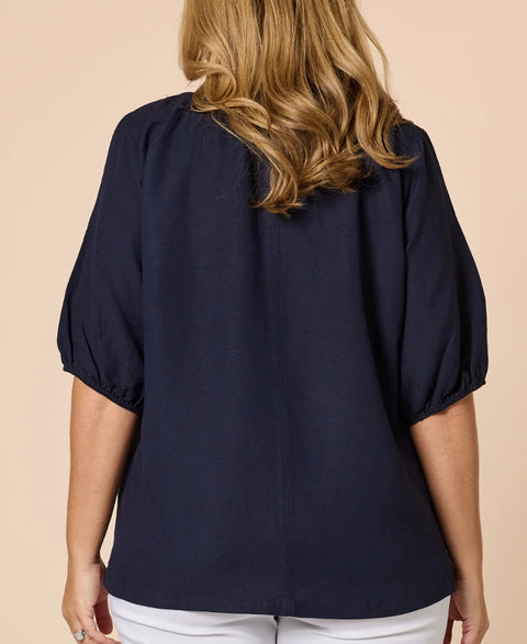 GORDON SMITH Lino V Neck Top Navy