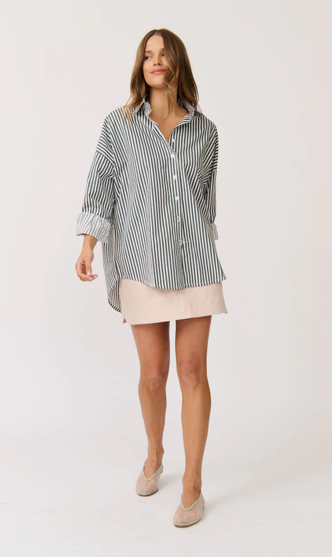 CARTEL AND WILLOW Tammy Shirt Slate Stripe