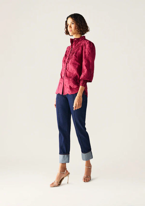 MOS The Label Edith Lace Blouse Cherry