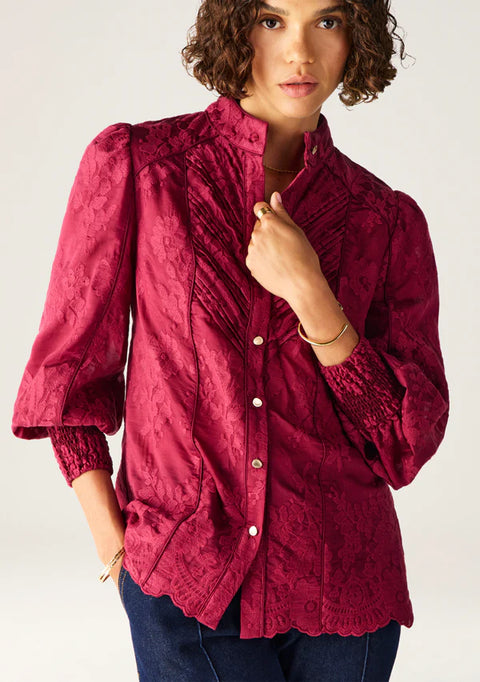 MOS The Label Edith Lace Blouse Cherry
