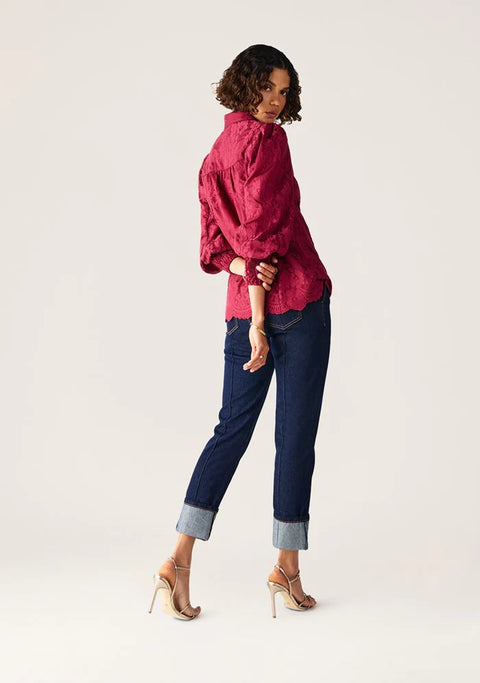 MOS The Label Edith Lace Blouse Cherry