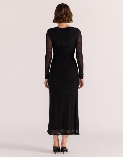 STAPLE THE LABEL Kaia Spot Mesh Maxi Dress