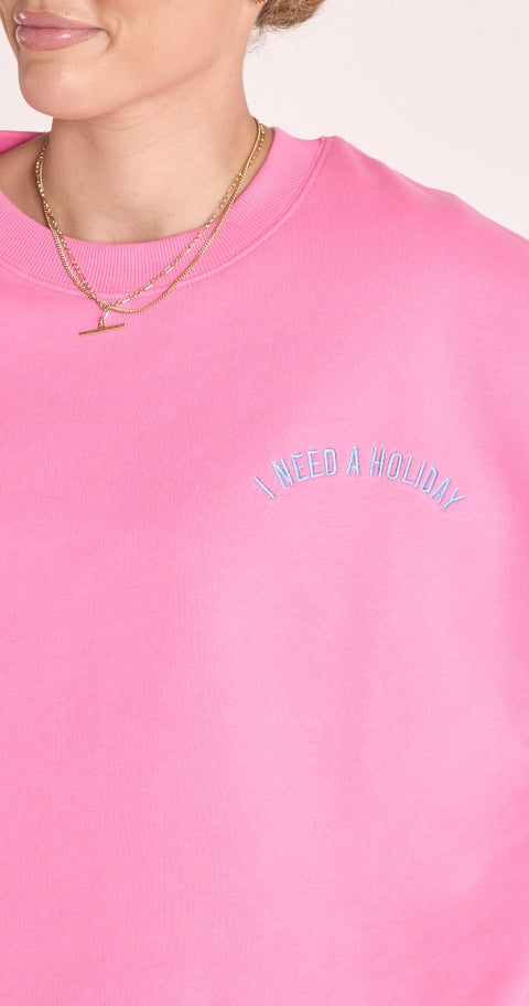 FEATHER AND NOISE Holiday Logo Crew Pink
