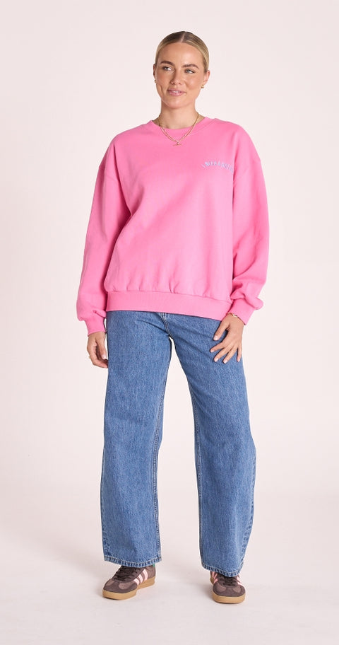 FEATHER AND NOISE Holiday Logo Crew Pink