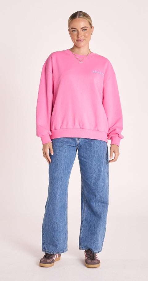 FEATHER AND NOISE Holiday Logo Crew Pink