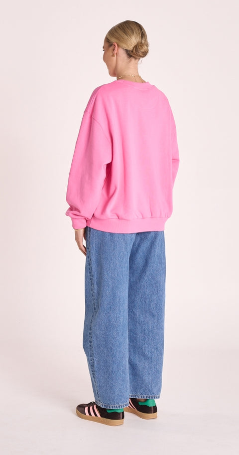 FEATHER AND NOISE Holiday Logo Crew Pink