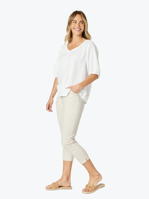 GORDON SMITH Lino V Neck Top White