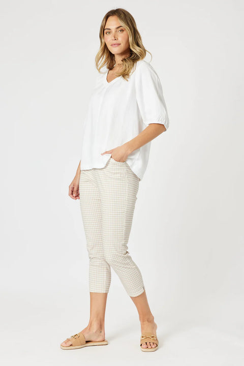 GORDON SMITH Lino V Neck Top White