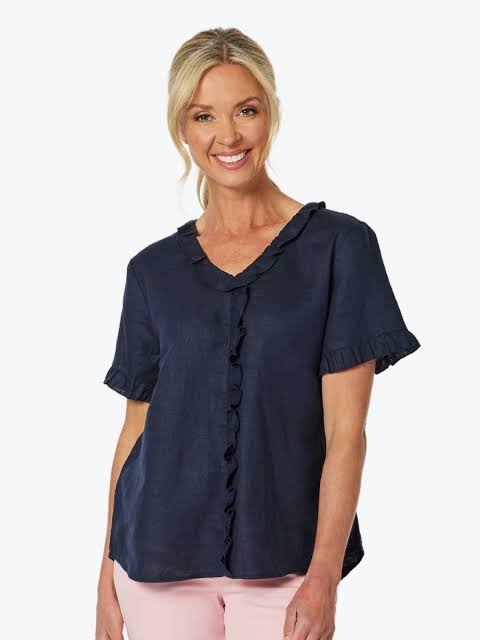 GORDON SMITH Tiffany Shirt Short Sleeve Navy