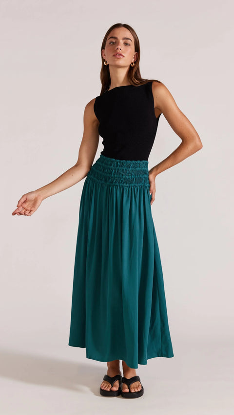 STAPLE THE LABEL Leila Shirred Midi Skirt